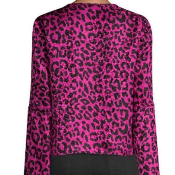 MILLY Leopard Print 100% Silk Fuchsia Blouse - Picture 4 of 8